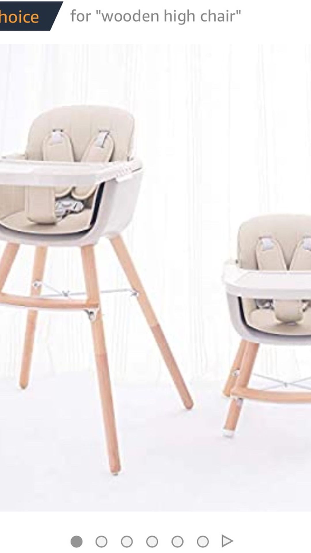 FUNNY SUPPLY 3-in-1 Convertible Wooden High Chair with Removable Tray and Adjustable Legs and Cushion - Cream Color