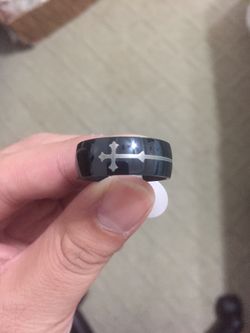 Men Cross Black Ring