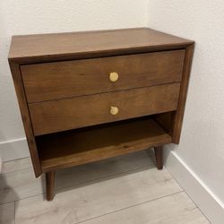 Brown Nightstands (Set of 2) with Gold Knobs – Like New