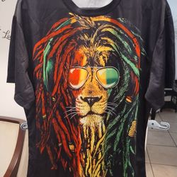 Brand New Black Tea For Men's Large Polyester Lionhead