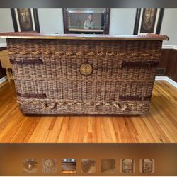 Rattan Gondola Bar + Matching Mirror Set by Bauer International