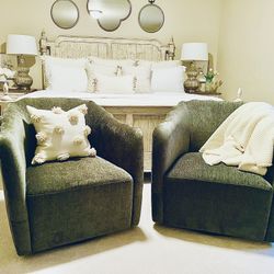 New Pair of Green Swivel Chairs
