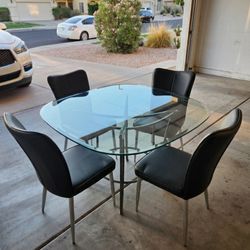 Modern Glass Dining Set - 5 Pieces (Table & 4 Chairs