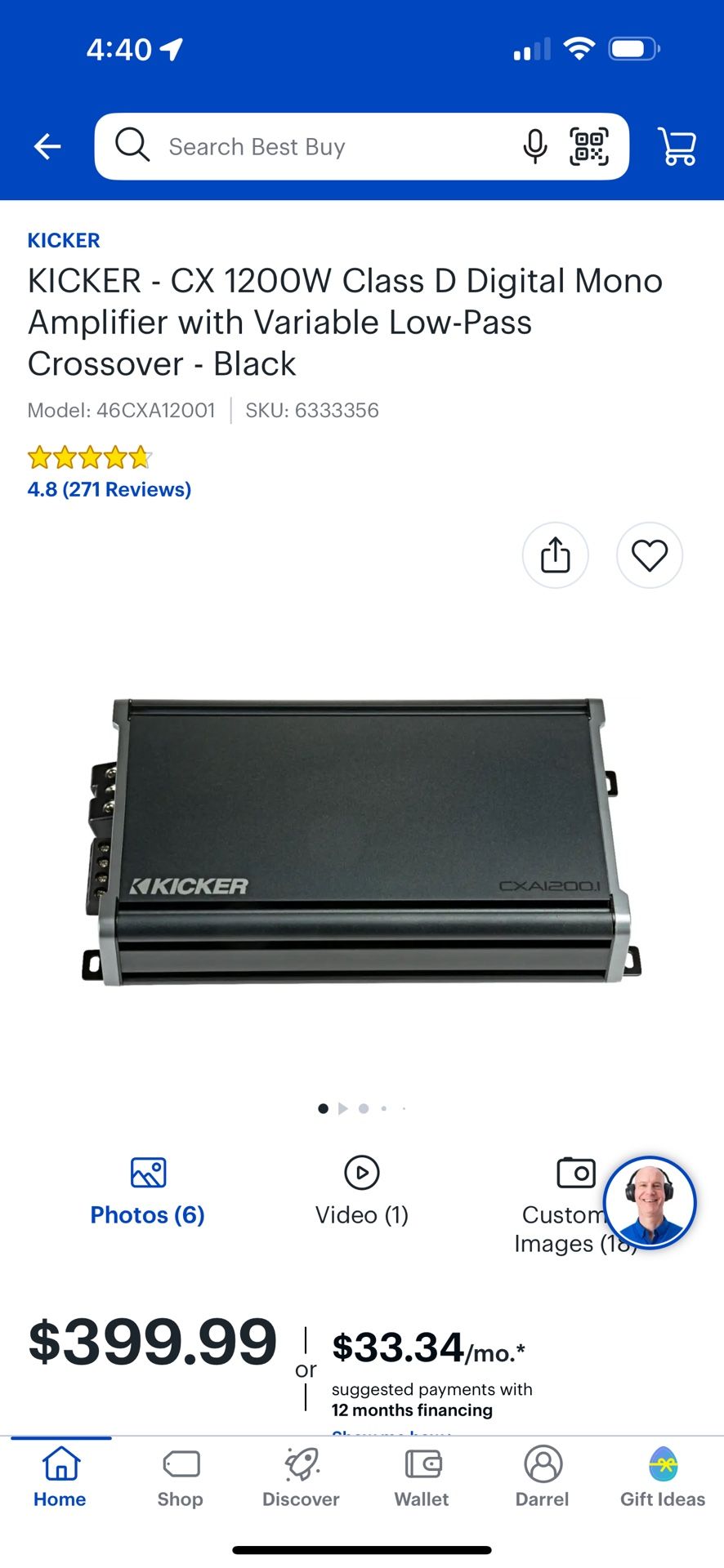 Kicker Comp R Duel Speakers, CX1200 W Amp