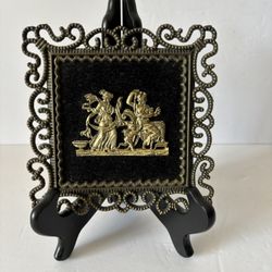 Mid Century Filigree Ormolu Metal Framed Goddess Relief By E.A. RIBA Co.