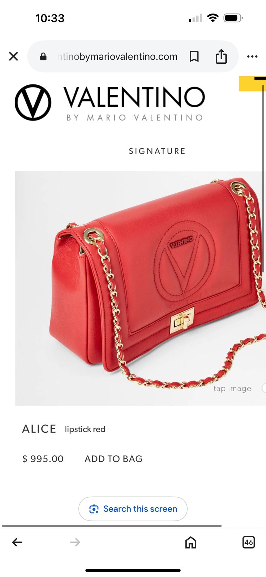 VALENTINO By Mario Valentino Alice Signature Leather Shoulder Bag , Lipstick Red