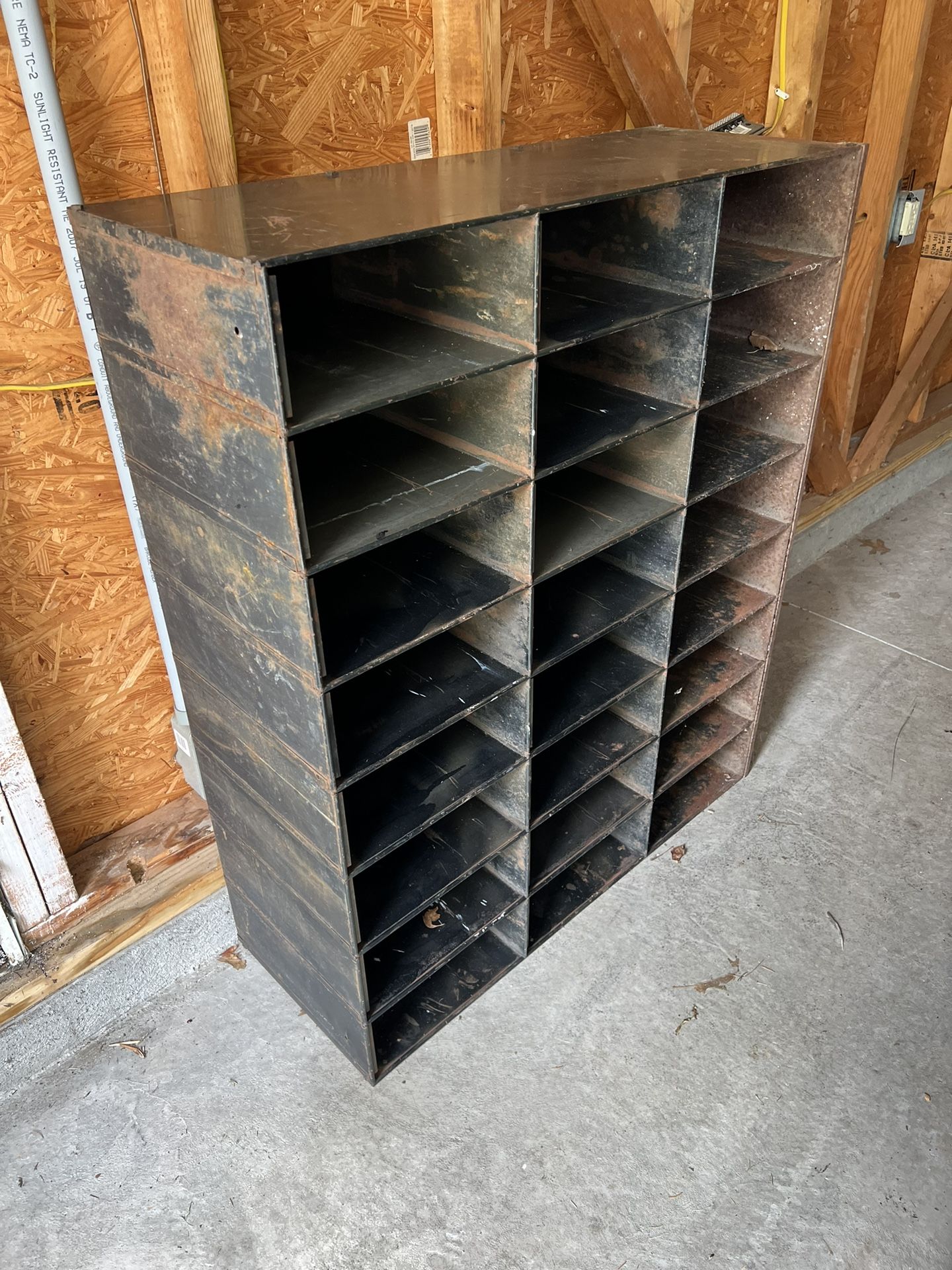 Vintage Metal Pigeon Hole Display Shelf Storage