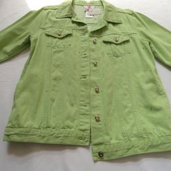 Lime Green Denim Women's Jacket 