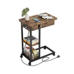 C-shaped End Table And Charging Station Brand New In Packed