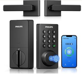 Philips WiFi Keypad Door Lock With Handle, Built-In WiFi, APP Remote Control, Voice & Fingerprint Unlock, Smart Locks For Front Door With Auto Lock, D