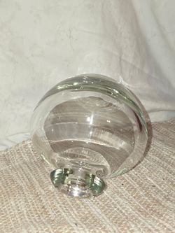 Heavy Art Glass Ball Vase — Mid-Century Modern Thick Glass Bud Vase, 5"