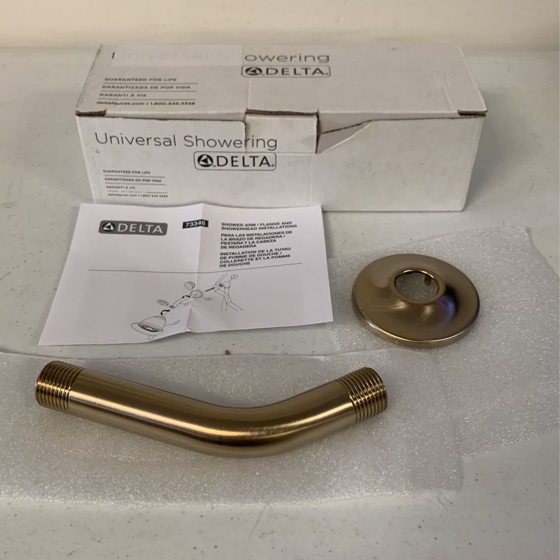 DELTA Faucet 73346 Wall Mounted Shower Arm and Flange 6” Champagne Bronze. Pg
