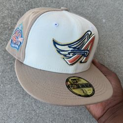 New Era 59Fifty Sugar Shack 2.0 Los Angeles Angels 40th Anniversary Patch Rail Hat 7 3/8 - Tan, Peach
