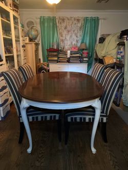Cherry Wood & White Dinning Table & chairs OBO