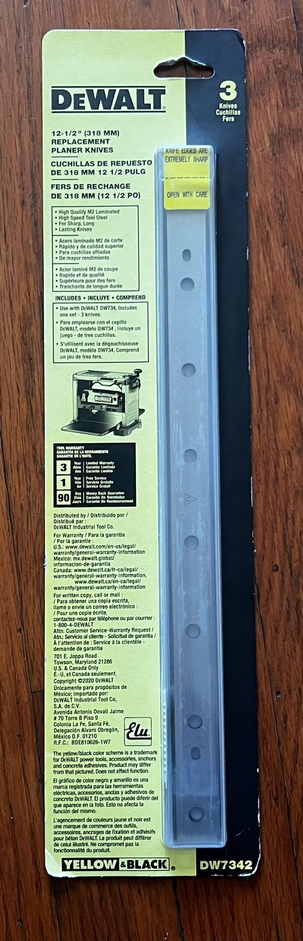 DEWALT 12.5 inch steel reversible planer knives 3 pack (BRAND NEW!!)