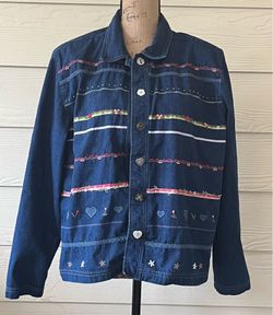 Vintage Denim Koret City Blues Heavy Shirt or Light Jacket Embroidery & Beaded XL