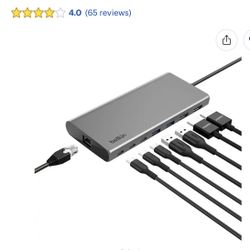 Belkin - Connect Universal USB-C 8-in-1 Dual Display Core Hub Compatible with 100W PD with 10Gbps Transfer Speeds & 1GbE Etherne Gray