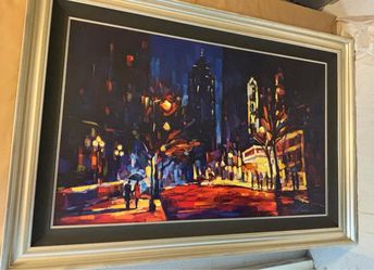 Artist: Michael Flohr Name: A Night at the Fox, mixed media
