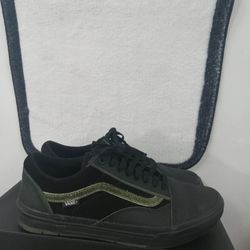 Vans WAFFLE CUP BLACK LEATGER W/Green Men SZ 10