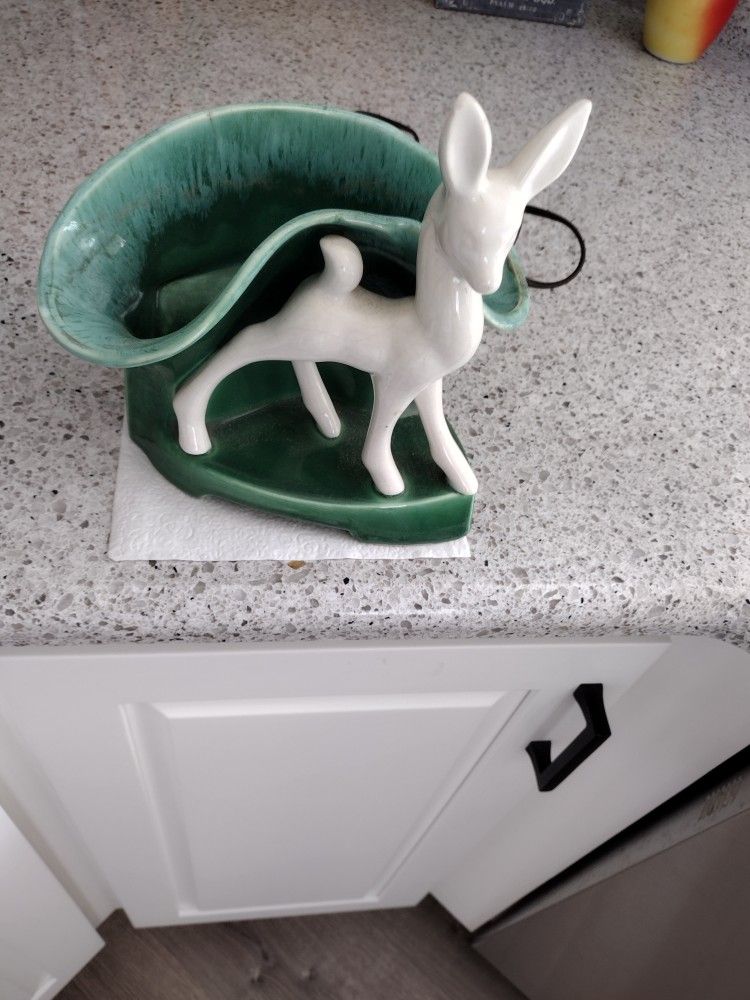 Vintage 1950's Porcelain Deer Planter/Vase/ T.V. Lamp