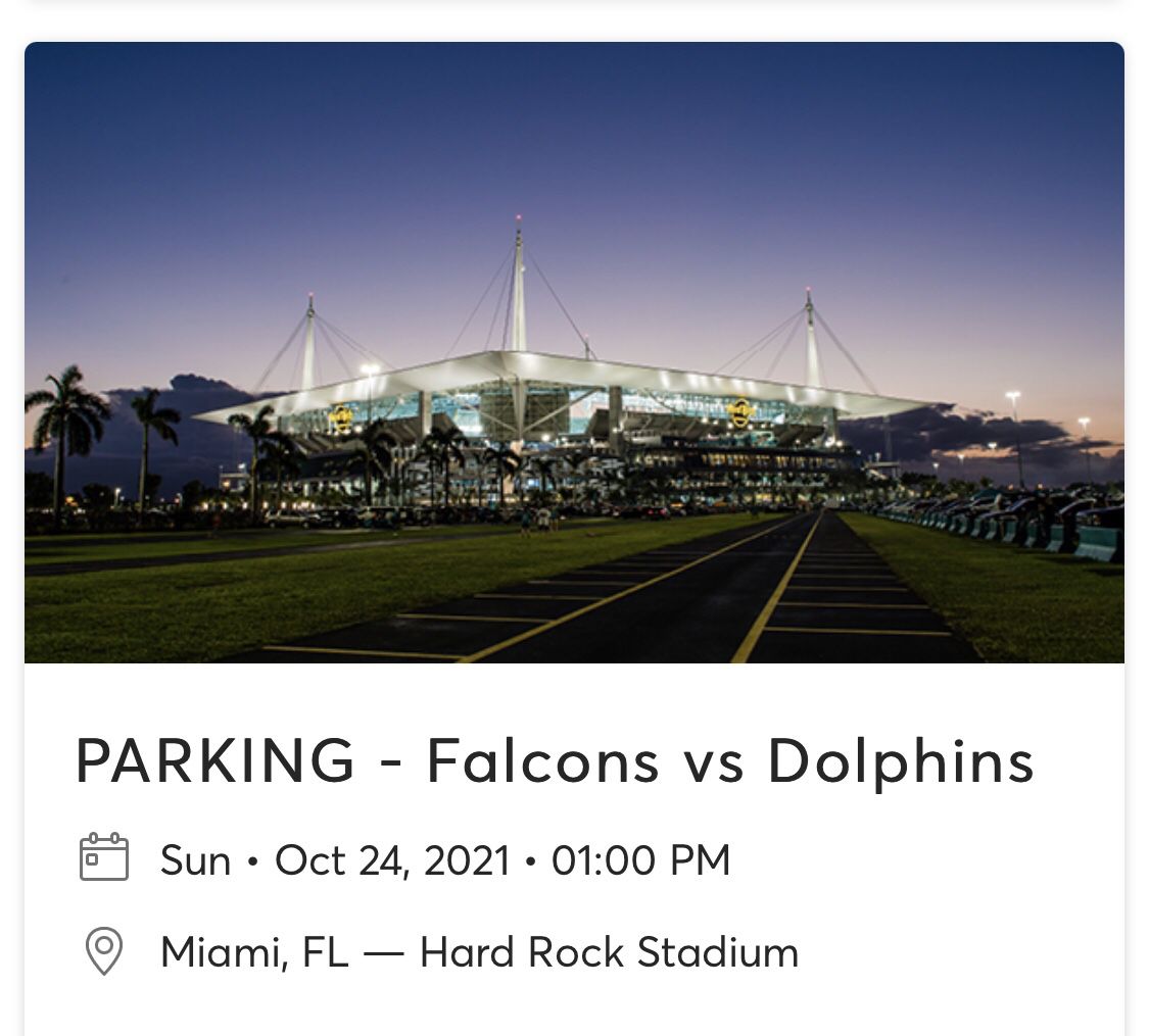 Miami Dolphins parking Pass Falcons 10/24