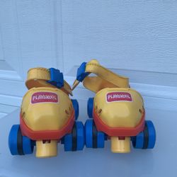 Playskool Vintage First Roller Skates Adjustable Plastic Red Yellow Blue