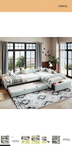 Twin L-Shaped platform bed