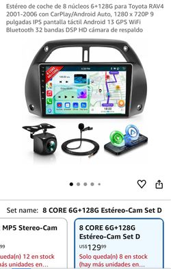 Estéreo táctil 9 pulgadas para Toyota RAV4 2001-2006 con CarPlay androide wifi Bluetooth cámara de reversa incluida nuevo con todos sus accesorios es