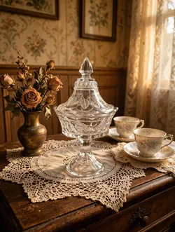 Strawberry Pressed-Glass Candy Dish