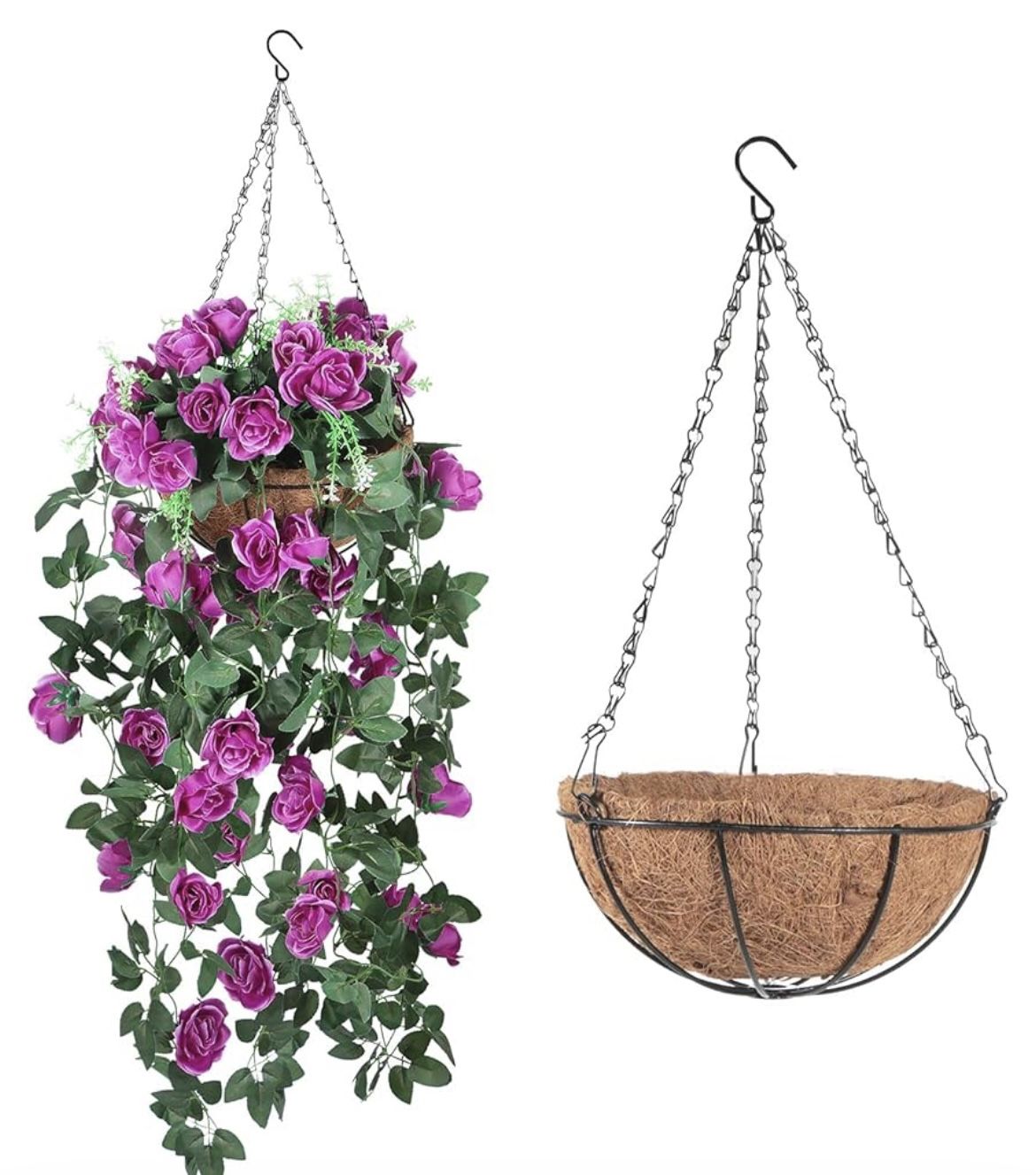 Artificial Flowers Hanging Basket for Outdoor Indoor