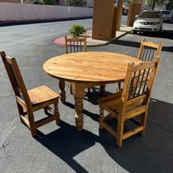 Large Rustic Table With Four Chairs