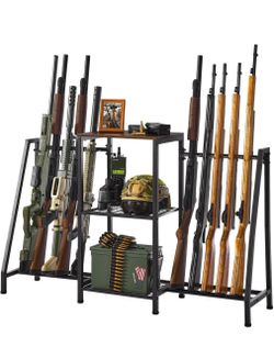 Large Metal Gun Rack with Storage Shelves