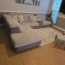 Sectional Sofa Set , Two Tone Color , Light Gray, and Dark Gray