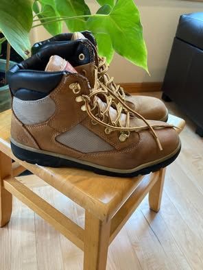 Timberland Big Kid Field Boot 6-inch Hiking Boot Waterproof sz 6 Wheat Nubuck