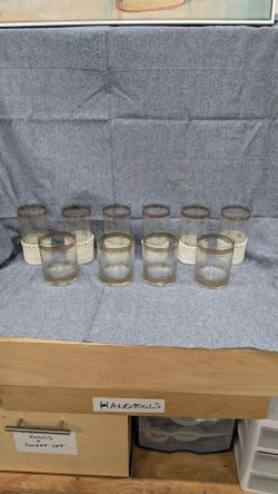 Cera vintage glassware 6 highball 4 low-ball with 22 k gold decoration. Excellent Condition.