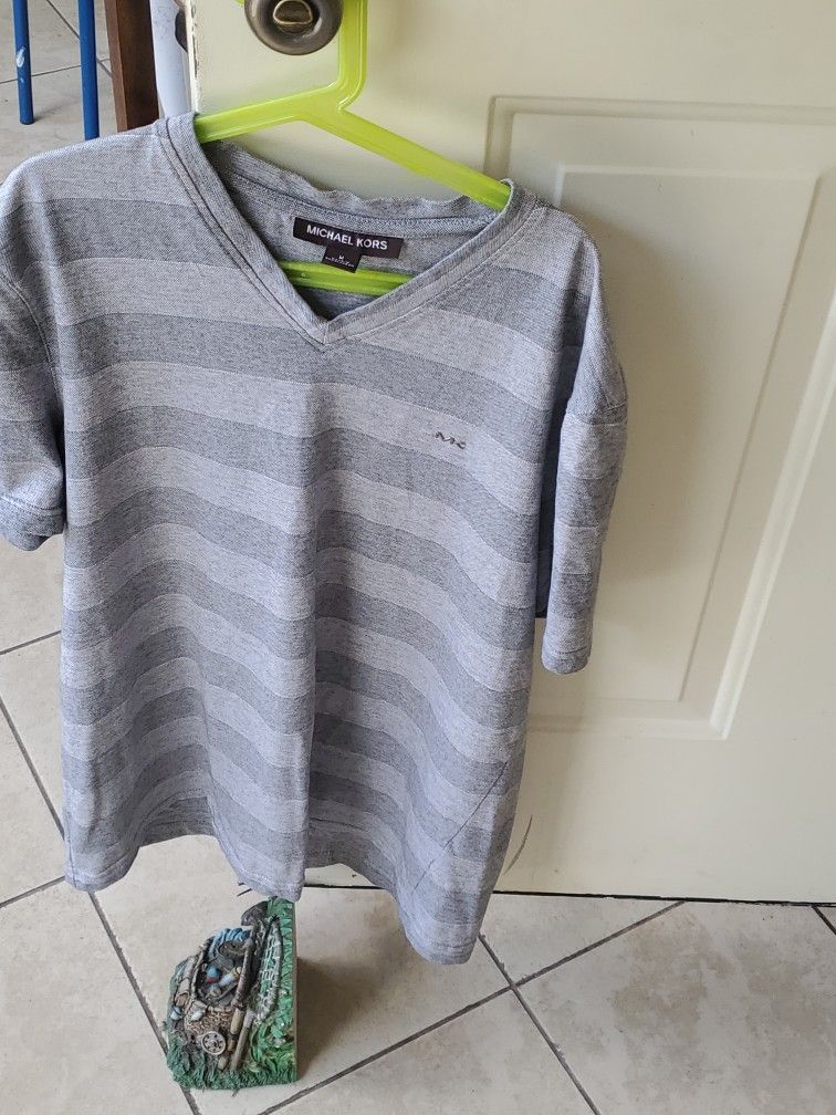 Michael  Kors Gray Striped  T Shirt