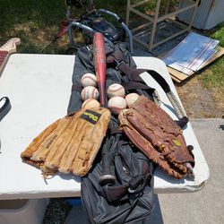 Baseball Starter Kit. Bat ,balls,glove And Bag