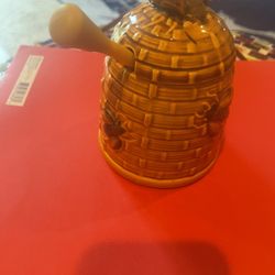 Ceramic  Bee Hive Honey  Pot 