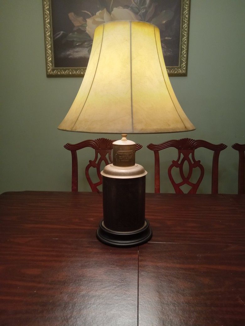 Early 20th Century Shrewsbury and Co Brass Chinoiserie Tea Caddy Canister Table Lamp