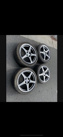 4 — 205/45r17 4x100 4x3.94 Stock Mazda Miata NB racinghart Scion Xa Xb Ia Echo Elantra Miata Civic Fit Corolla Wheels Rims Good 90% Treads Tires!!