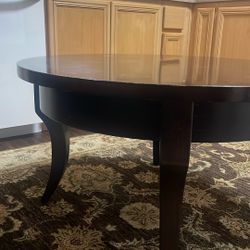 36” Black Wood Round Coffee Table 