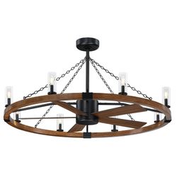 Parrot Uncle Amelia 52" Wagon Wheel Fandelier with Light & Remote – Brand New Open Box