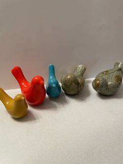 Set of 5 Ceramic Bird Figurines