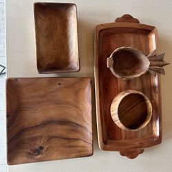 5 Wooden Serving Bowls/Platters