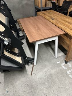 Wood Top Table with White Legs and desk