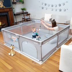 MioTetto Large Baby Playpen – Portable Play Pen, Playpen for Babies and Toddlers with Gate and Breathable Mesh – Indoor, Outdoor Baby Play Yard with B
