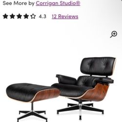 Mid Century Chaise Lounge With Ottoman Chair 