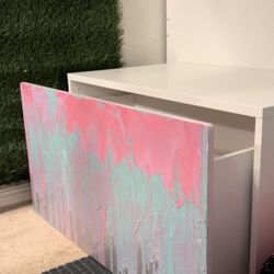 SMASTAD Bench with toy storage, CUSTOMIZED TEAL/PINK/PURPLE 35 3/8x20 1/2x18 7/8”