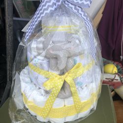 Elephant Rattle Diaper Cake