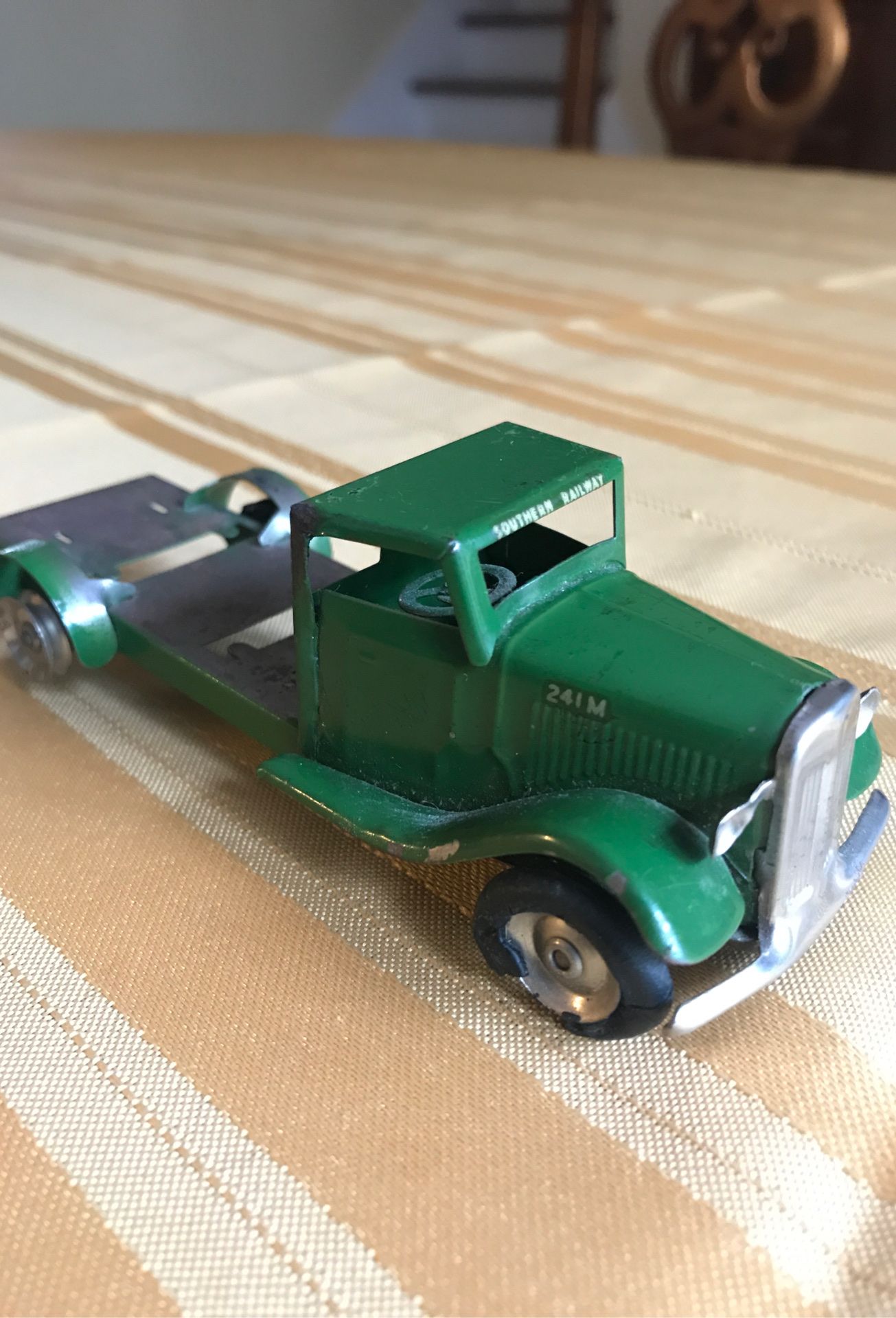 Minic Green metal toy Southern Railway truck number 241M mid century collectible rare wind up toy truck 5 inches long